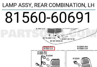 Toyota 8156060691 LAMP ASSY, REAR COMBINATION, LH