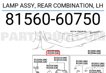 Toyota 8156060750 LAMP ASSY, REAR COMBINATION, LH