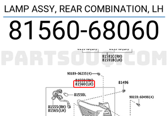 Toyota 8156068060 LAMP ASSY, REAR COMBINATION, LH