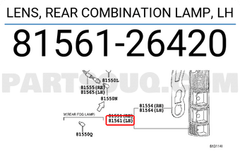 Toyota 8156126420 LENS, REAR COMBINATION LAMP, LH