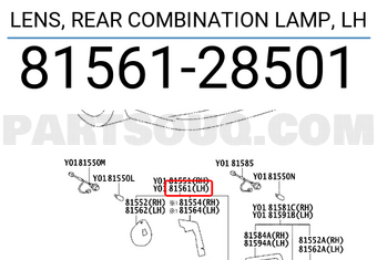 Toyota 8156128501 LENS, REAR COMBINATION LAMP, LH