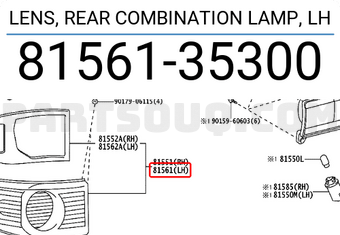 Toyota 8156135300 LENS, REAR COMBINATION LAMP, LH