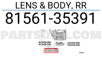 Toyota 8156135391 LENS & BODY, RR