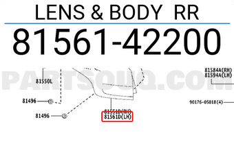Toyota 8156142200 LENS & BODY RR
