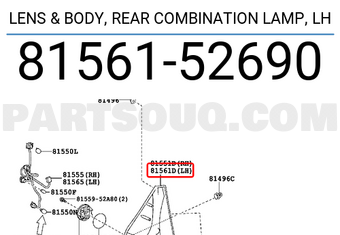 Toyota 8156152690 LENS & BODY, REAR COMBINATION LAMP, LH