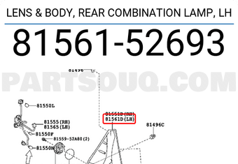 Toyota 8156152693 LENS & BODY, REAR COMBINATION LAMP, LH
