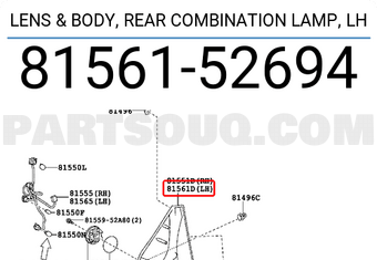 Toyota 8156152694 LENS & BODY, REAR COMBINATION LAMP, LH