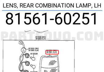 Toyota 8156160251 LENS, REAR COMBINATION LAMP, LH
