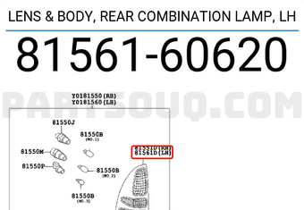 Toyota 8156160620 LENS & BODY, REAR COMBINATION LAMP, LH