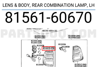 Toyota 8156160670 LENS & BODY, REAR COMBINATION LAMP, LH