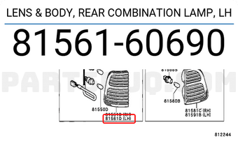 Toyota 8156160690 LENS & BODY, REAR COMBINATION LAMP, LH