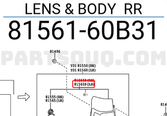 Toyota 8156160B31 LENS & BODY RR