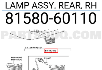 Toyota 8158060110 LAMP ASSY, REAR, RH