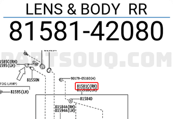 Toyota 8158142080 LENS & BODY RR