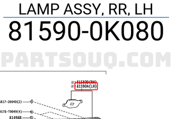 Toyota 815900K080 LAMP ASSY, RR, LH
