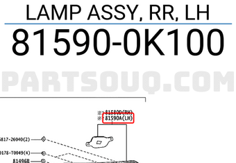 Toyota 815900K100 LAMP ASSY, RR, LH