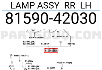 Toyota 8159042030 LAMP ASSY RR LH