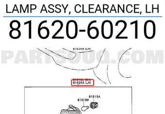 Toyota 8162060210 LAMP ASSY, CLEARANCE, LH