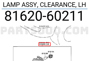 Toyota 8162060211 LAMP ASSY, CLEARANCE, LH