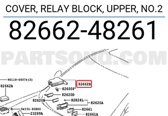 Toyota 8266248261 COVER, RELAY BLOCK, UPPER, NO.2