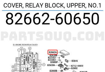 Toyota 8266260650 COVER, RELAY BLOCK, UPPER, NO.1