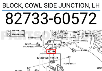 Toyota 8273360572 BLOCK, COWL SIDE JUNCTION, LH