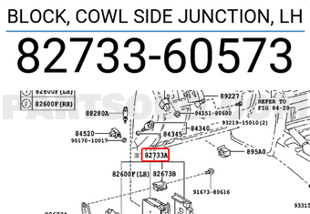 Toyota 8273360573 BLOCK, COWL SIDE JUNCTION, LH