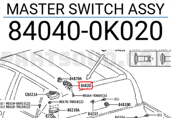 Toyota 840400K020 MASTER SWITCH ASSY