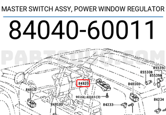 Toyota 8404060011 MASTER SWITCH ASSY, POWER WINDOW REGULATOR