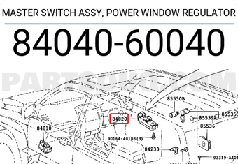Toyota 8404060040 MASTER SWITCH ASSY, POWER WINDOW REGULATOR