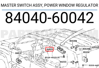 Toyota 8404060042 MASTER SWITCH ASSY, POWER WINDOW REGULATOR