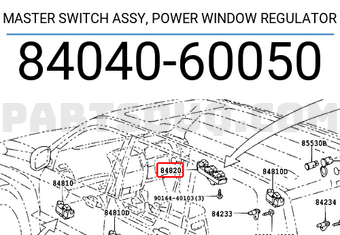 Toyota 8404060050 MASTER SWITCH ASSY, POWER WINDOW REGULATOR