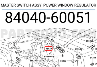 Toyota 8404060051 MASTER SWITCH ASSY, POWER WINDOW REGULATOR