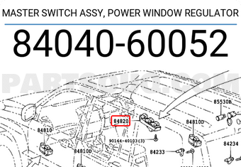 Toyota 8404060052 MASTER SWITCH ASSY, POWER WINDOW REGULATOR