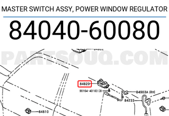 Toyota 8404060080 MASTER SWITCH ASSY, POWER WINDOW REGULATOR