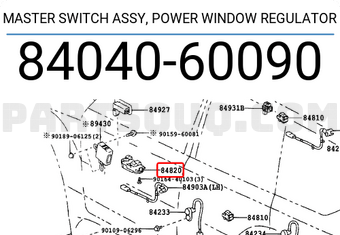 Toyota 8404060090 MASTER SWITCH ASSY, POWER WINDOW REGULATOR