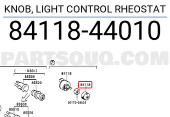 Toyota 8411844010 KNOB, LIGHT CONTROL RHEOSTAT