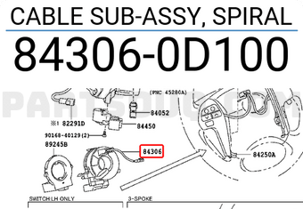 Toyota 843060D100 CABLE SUB-ASSY, SPIRAL