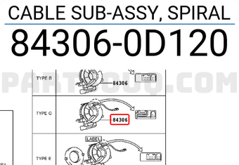 Toyota 843060D120 CABLE SUB-ASSY, SPIRAL