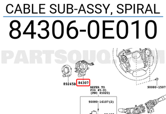 Toyota 843060E010 CABLE SUB-ASSY, SPIRAL