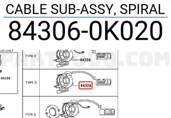 Toyota 843060K020 CABLE SUB-ASSY, SPIRAL
