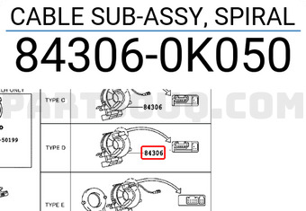 Toyota 843060K050 CABLE SUB-ASSY, SPIRAL