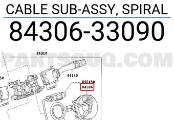Toyota 8430633090 CABLE SUB-ASSY, SPIRAL