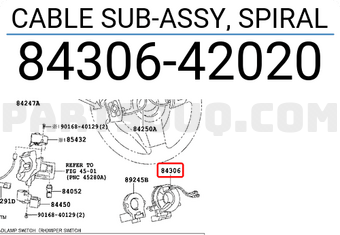 Toyota 8430642020 CABLE SUB-ASSY, SPIRAL
