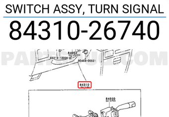 Toyota 8431026740 SWITCH ASSY, TURN SIGNAL