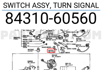 Toyota 8431060560 SWITCH ASSY, TURN SIGNAL