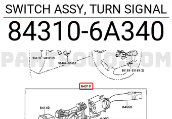 Toyota 843106A340 SWITCH ASSY, TURN SIGNAL