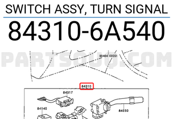 Toyota 843106A540 SWITCH ASSY, TURN SIGNAL