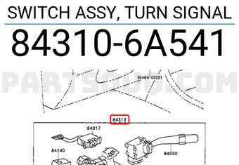 Toyota 843106A541 SWITCH ASSY, TURN SIGNAL