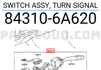 Toyota 843106A620 SWITCH ASSY, TURN SIGNAL